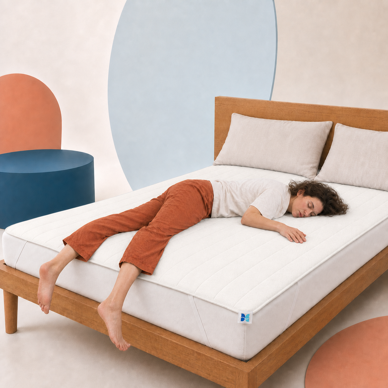 Sieste sur le protège-matelas — Blanc