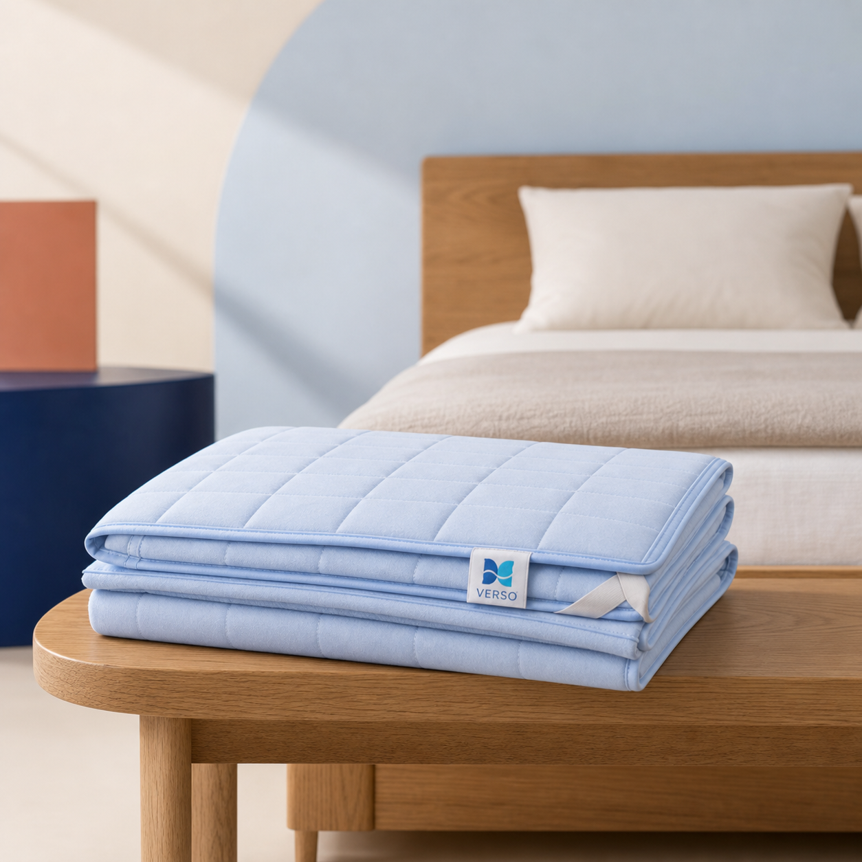 Protège-matelas plié — Bleu ciel