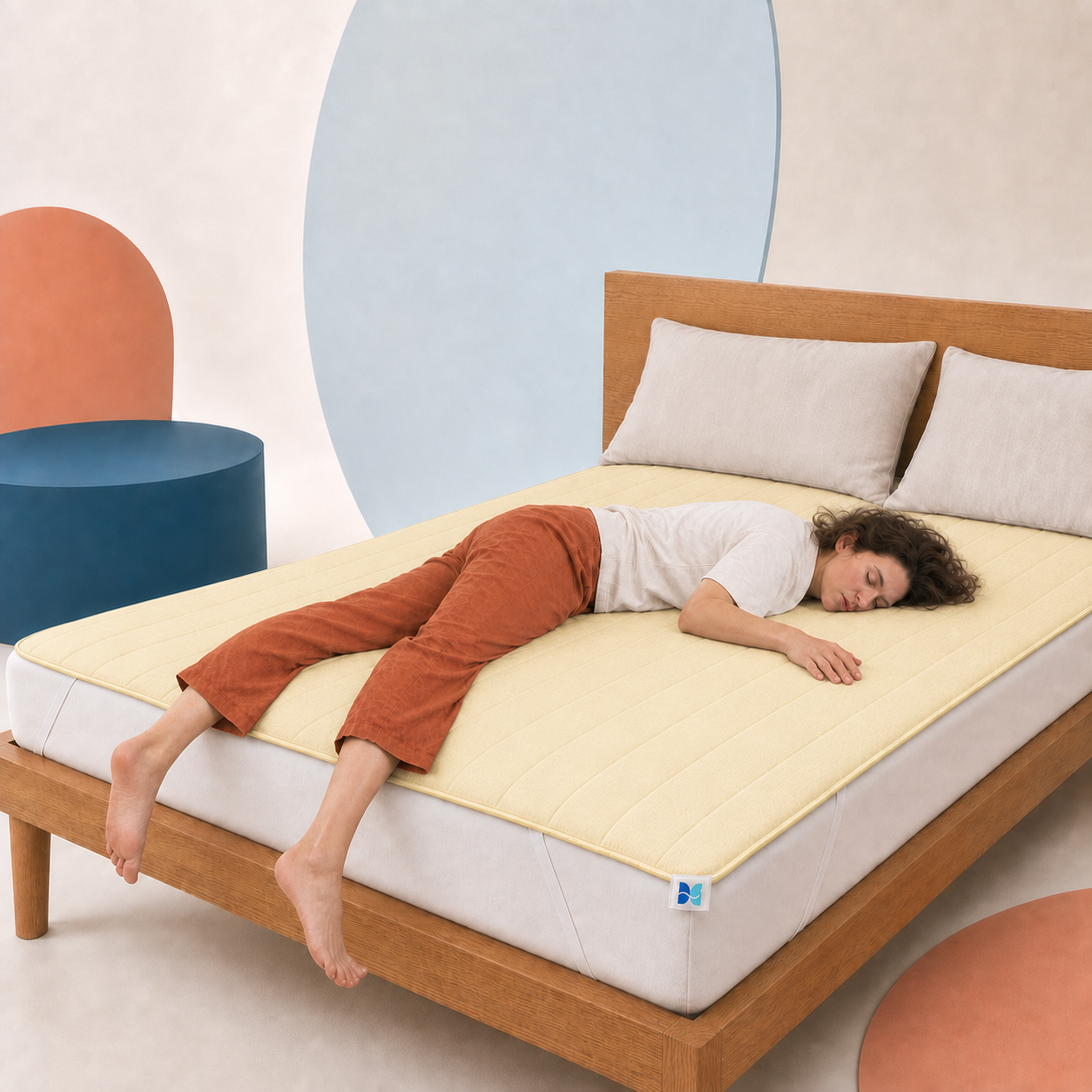 Sieste sur le protège-matelas — Jaune pâle